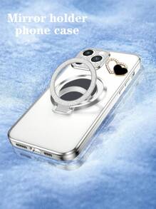 1个折叠支架+镜子/DIY水钻爱心+电镀蝴蝶支架手机壳，防摔新款电镀工艺手机壳，适用于Infinix Zero 30/ Spark Go 2024系列，Poco/Pop/Camon/Smart系列，Apple 11/12/13/14/15 Pro Max， A25/A34/A54S，OPPO，vivo，Redmi 13C+，Moto G，Redmi Note 13C/12/11 Pro，畅享20/30/40/50/60/70，HONOR 90/80/70/60/50，X9/X8/X7/X6/X5 AB+，国际版，非国内版 - 紫色 - 查看 7