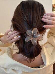 1 pieza Pinza de pelo con flor hawaiana, pinzas de pelo con flor transparente para mujeres/niñas, adecuado para cabello grueso/fino, pinzas de pelo con flor de hibisco, pinzas de pelo, pinzas de flor con agarre fuerte antideslizante, accesorios para el cabello de playa - color café - Ver 7