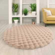 1pc Plush Soft Comfortable Circular Solid Color Rug, Cozy Fluffy Carpet Suitable For Bedroom, Living Room, Sofa, Vanity Area And More Gifts Birthday Graduation