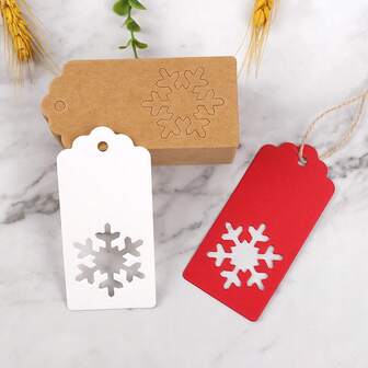 100个雪花空白标签，礼品标签卡装饰挂牌