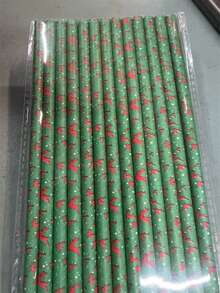 100 支节日主题红色和绿色纸吸管 - 一次性 7.75 英寸（19.7 厘米）圣诞礼物 - 100支裝 - 查看 23