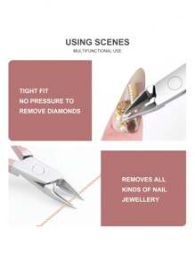 YUANDU 1 قطعة من كماشة إزالة الألماس بطلاء الذهب الوردي من الفولاذ المقاوم للصدأ، أداة تجميل وتنظيف الأظافر، لوازم الأظافر، أدوات الأظافر، أدوات فن الأظافر، عودة إلى المدرسة، الأظافر، أدوات الأظافر للأظافر المثبتة، أدوات العناية باليدين والقدمين