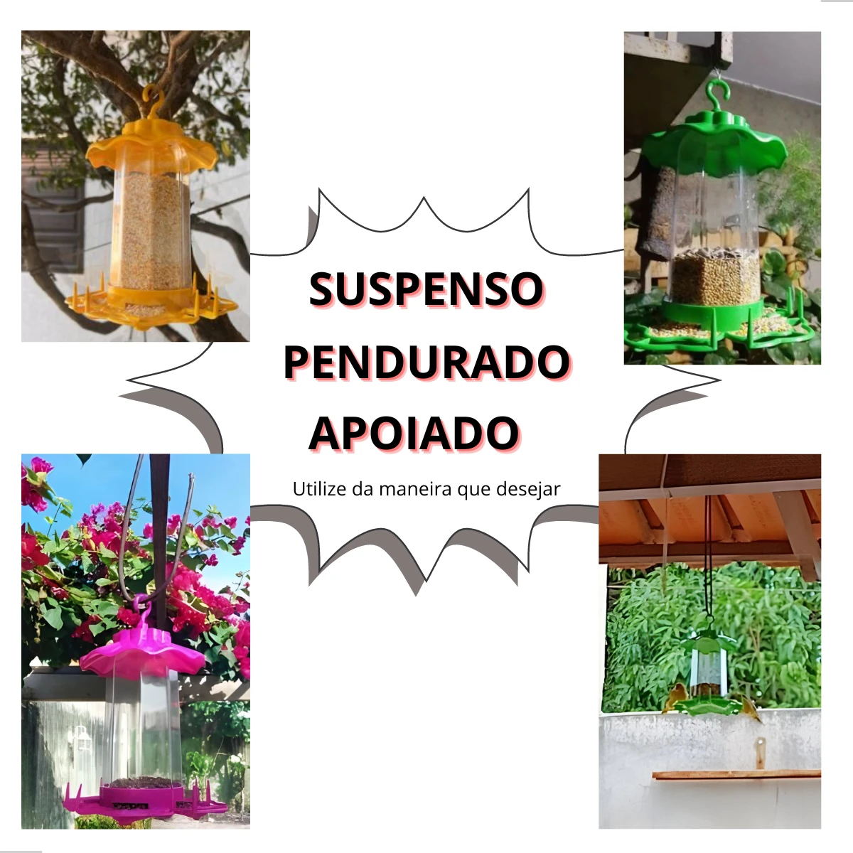 Comedouro Verde Automático Para Pássaros Passarinhos Ao Ar Livre ...