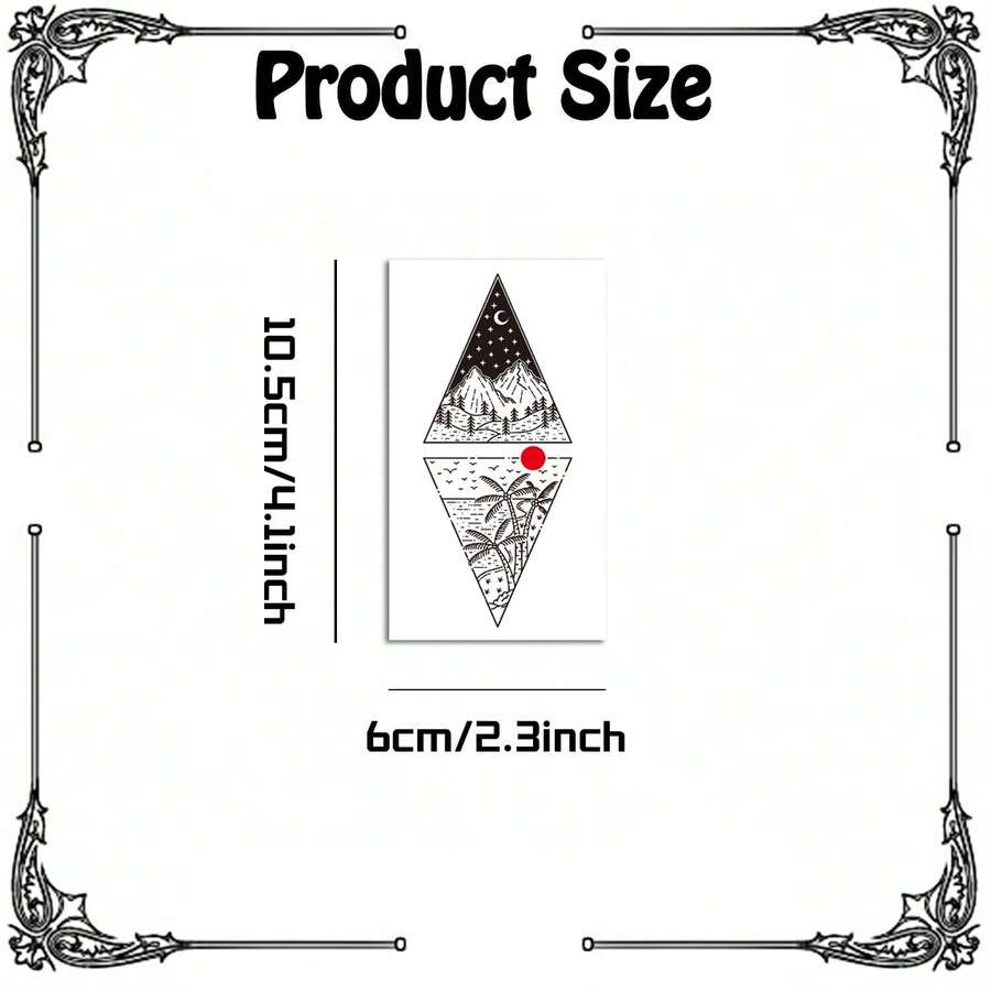 60 Sheets Mountain Small Black Temporary Tattoos For Women Men