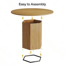 LITTLE TREE 47 Inch Round Dining Table, Wood Dinner Table Kitchen Table For Dining Room, 4 People Dining Room Table With Heavy Duty Pedestal Base Circle Oak Tabletop For Kitchen Living Room, Light Brown - Nâu nhạt - Xem 5