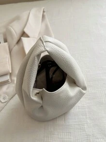 Bolso de mano de moda para mujer, bolso de tela con bloqueo de color elegante, plisado suave con correa para el hombro larga para usar como bandolera o al hombro, monedero pequeño de unicolor claro