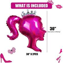 2pcs Pink Princess Aluminum Foil Balloon, Tiara Themed Balloon For Party Decorations, Photo Booth Backdrop, Birthday Supplies, Christmas - Multicolor - View 2