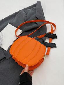 Sac à l'épaule et mode pour Halloween, sac à bandoulière à tête de citrouille de dessin animé mignon et de grande capacité, sac à main texturé parfait pour les fêtes d'Halloween, la mode gothique et les costumes