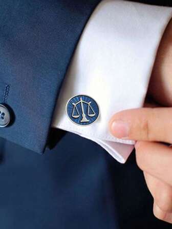 1 Pair Of Fashionable, Simple And Business-Like Balance Alloy Cufflinks Designed For Men Wear