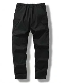 Men's Solid Color Casual Overalls Trousers Elastic Waist Adjustable Spring And Autumn Four Seasons