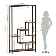 FXLTSBL Support pour plantes d'intérieur, étagère pour plantes à 5 niveaux avec 10 crochets en S, support pour plantes de 180 cm de haut, étagère à fleurs en métal pour balcon intérieur, sol, escaliers à fleurs, salon - Tabac - Voir 7