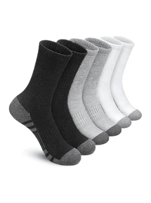 6 Pairs/Set Of Men's Sports Minimalist Style Mid Calf Socks - Multicolor - View 1