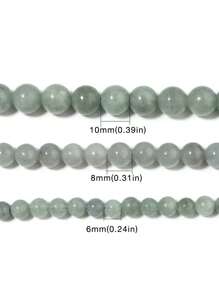 1 Strand Jade Natural Stone Beads 6 8 10mm Green Jadeite Round Beads For Jewelry Making DIY Bracelet Necklace Accessories15" - Mint Green - View 5