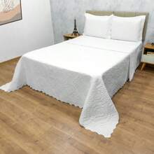 Camili Quilted Double-Sided Bedspread Bedspread Kit With Pillowcase With American Flap - 白色 - 查看 4