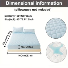 1入組3層拼接加厚床墊套,100%防水床墊保護套,柔軟透氣床單套適用於單人或雙人床（不含枕套） - 淺藍色 - 查看 19