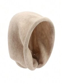 1pc Women's Winter New Style Scarf & Hat Set, Faux Cashmere Knitted DIY Turban Cap - Solid Color - View 6