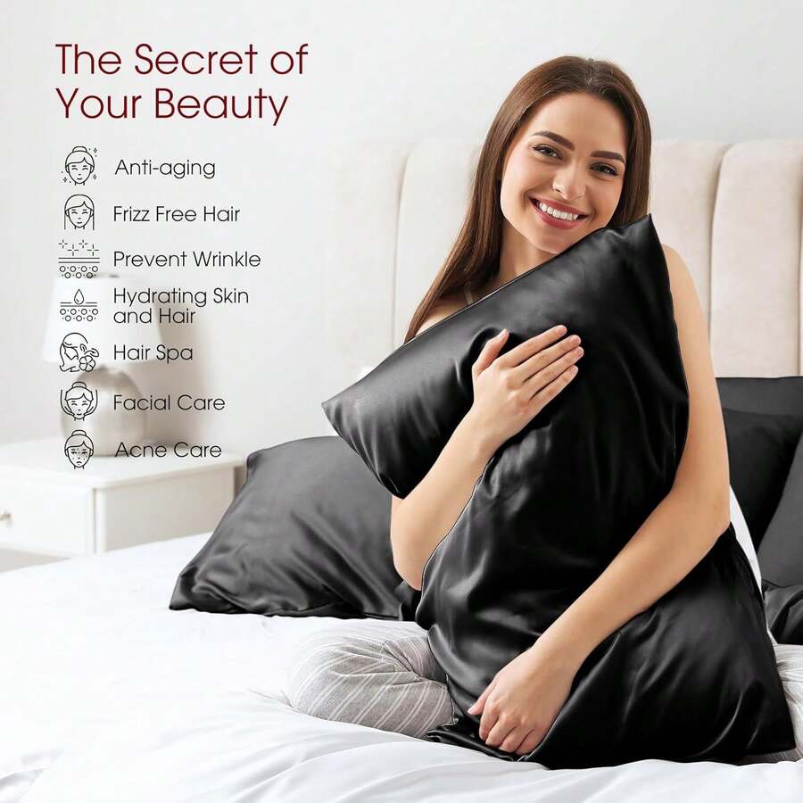 2pcs/Set King Size Pillow Covers, Silk Satin Pillowcases Suitable For