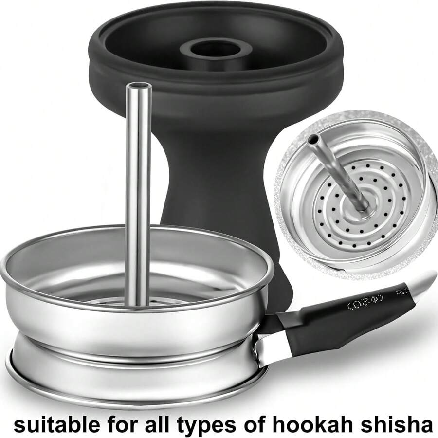 Hookah Bowl Set - Silicone Hookah Tobacco Shisha Bowl With Heat Management Screen Charcoal Holder For Smoking Shisha Hookah Easy Replace Charcoal Fast Cleaning Boy Valentine Heart Women's Valentine