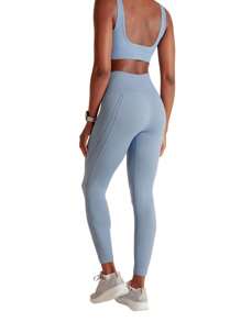 Calça Legging Max Lupo Sem Costura Empina Bumbum Academia - Azul - Visão 2