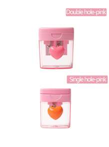 1 pieza Sacapuntas de color macaron, sacapuntas de doble orificio transparente, sacapuntas con tapa, adecuado para la escuela, imprescindible para la temporada de regreso a clases, regalo para estudiantes