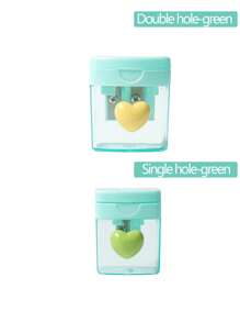 1 pieza Sacapuntas de color macaron, sacapuntas de doble orificio transparente, sacapuntas con tapa, adecuado para la escuela, imprescindible para la temporada de regreso a clases, regalo para estudiantes