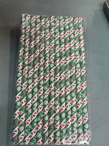 100 支节日主题红色和绿色纸吸管 - 一次性 7.75 英寸（19.7 厘米）圣诞礼物 - 100支裝 - 查看 21