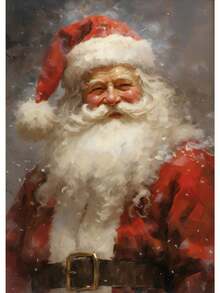 1 szt. Vintage Christmas Santa Portret Choinka Jeleń Zima Bałwan Sztuka Plakaty Płótno Malowanie Wydruki Ścienne Zdjęcia Wystrój Domu Bez Ramki, Dekoracje Świąteczne, Prezent Świąteczny