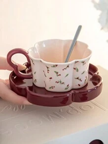 1 Set Elegant Coffee Cup & Saucer, High-End Refined Afternoon Tea Dinnerware, Newlywed Gift, Couple Matching Cup, Breakfast Milk Cup, Office Water Cup