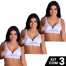 Kit 3 Nursing Bras With Comfortable Cups For Pregnant Women, Adjustable Straps, Front Opening - trắng - Xem 1