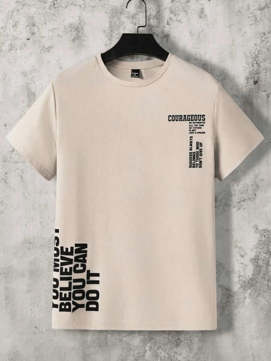 Courageous Men's T-Shirt 100% Cotton - Immediate Shipping - 米色 - 查看 1