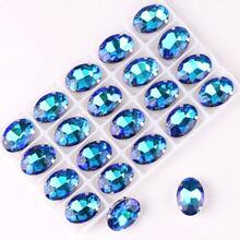 椭圆形、银色、金色金属爪基、彩虹色、果冻糖 AB、蛋白石色花式椭圆闪亮手工缝纫水晶玻璃手工缝制水钻装饰珠平背有孔宝石 DIY 配件缝制石头水钻用于装饰衣服、连衣裙、包、鞋子、胸针、耳环、手工艺品 DIY。 - 七彩 多色 - 查看 33