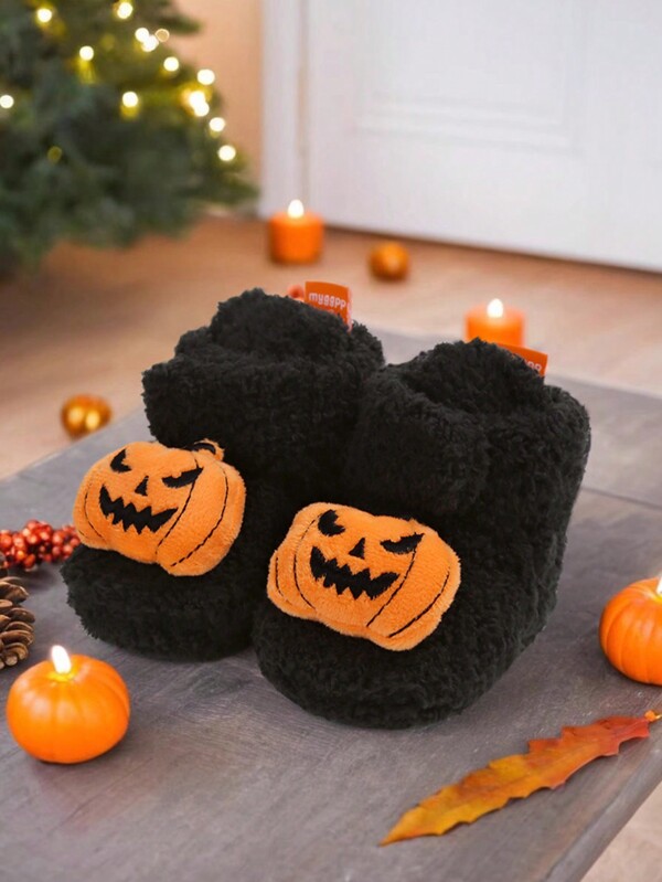 Halloween Pumpkins Spider Horror Elements Infant Boots Infant Boys Girls Crib Shoes