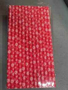 100 支节日主题红色和绿色纸吸管 - 一次性 7.75 英寸（19.7 厘米）圣诞礼物 - 100支裝 - 查看 24