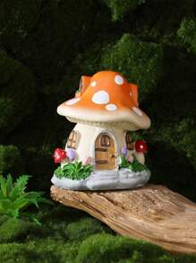 1 件创意树脂微景观装饰 - 石窗/郁金香蘑菇迷你屋适用于家庭花园装饰（手绘，不同批次颜色可能略有不同）