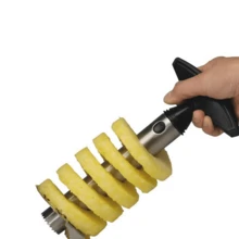 1 PIEZA Cortador de tallo de piña de acero inoxidable, cortador de piña, pelador de piña, extractor de tallo de piña, separador de corazón de fruta, pelador holgado, fácil de usar con hoja talla grande gruesa para cubrir piña, utensilios de cocina, gadgets de cocina, adecuado para la cocina, el hogar, el dormitorio - Negro - Ver 11