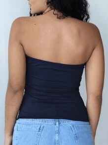 Kit 3 Women's Tube Top Strapless Suplex Blouse - 黑色 - 查看 4
