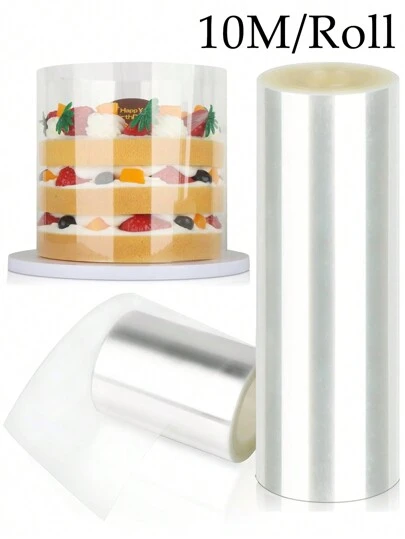 1 件透明醋酸纤维蛋糕围脖、透明蛋糕卷、精美蛋糕包装、边缘装饰、蛋糕保鲜膜、蛋糕环绕膜、慕斯蛋糕片、DIY 蛋糕围脖，用于烘焙装饰摇动卡片制作、圣诞节