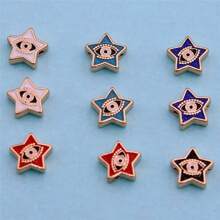 10入組合金雙面珠子和土耳其邪惡之眼diy手工手鍊、鑰匙扣,珠寶製作用品 - 混色 - 查看 23