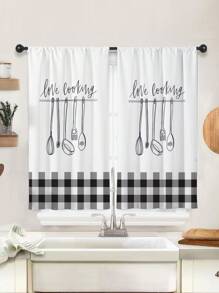 2 chiếc rèm cửa sổ in hình dao kéo kiểu mới, rèm không có lỗ, rèm ngắn, tham khảo trang trí phòng ngủ, phòng làm việc, nhà bếp, phòng khách, phòng học - Nhiều màu - Xem 5