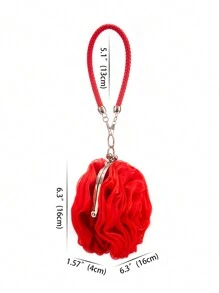 玫瑰形女士晚宴包手拿包 CLARA 女士玫瑰花手拿包绸缎手提包婚礼晚会包新奇礼物 - 酒紅色 - 查看 3