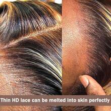 Ombre Lace Front Wig Human Hair Highlight 13x4 HD Straight Lace Front Wigs 180% Density 4/27 Colored Honey Blonde HD Lace Frontal Wigs For Women Pre Plucked With Baby Hair