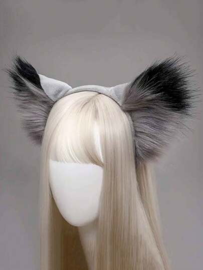 1pc Animal Ears Headband Warm Fluffy Fluffy Fox Standing Ears Headband Halloween Carnival Cosplay Photo Props Party Supplies, Stage Performance Accessories Witch