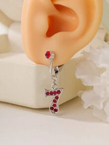 2pcs Navel Rings, Non-Piercing Navel Rings, Fake Navel Rings, Rhinestone Navel Rings Pendant, Non-Piercing Earring - 2 Lock Pendants - View 5