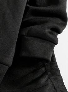 Young Boys' Spring/Autumn Letter Printed Long Sleeve Warm Sweatshirt And Pants Set - Black - View 4