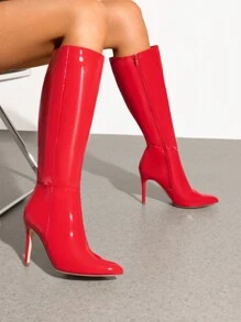 Women's Knee-High Boots, Pointed Toe Stiletto Boots For Women, Comfortable All-Day Wear For Dating And Party - Đỏ - Xem 3