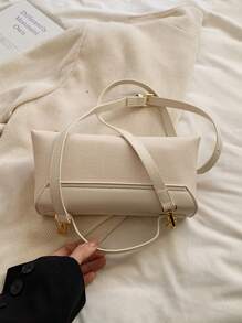 2025 modische Kontrast-Farbige Schulter Messenger Klein Quadratisch Umhängetasche für Frauen, vielseitig einsetzbar - Beige - Übersicht 3