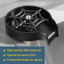 1 件装不锈钢水槽安装式洗杯器，黑色按压式洗杯器，适用于酒吧、咖啡店和茶馆 - 黑色 - 查看 4