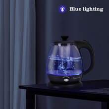1pc 1L Glass Electric Kettle, 2200W Illuminated Kettle With LED Lighting, Insulation, Infuser & Removable Filter,  Swoden, Great For Everyday Home Use - EU F Type Plug(220-240V) - View 3