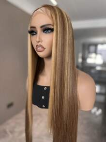 30 英寸直发 13x5x1 蜜金色高清蕾丝前假发，带婴儿头发，外观自然，适合初学者，预拔，可直接佩戴，无胶高光合成蕾丝前假发，适合女士 - 間色 - 查看 5