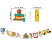 1set School Reopening Decorations - Globe Flag Banner, School Bus Banner, Classroom Party Decor, Classroom Wall Backdrop - Multicolor - View 7